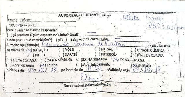 Matricula 03 de outubro de 2018
